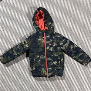 Nike Camo Hooded Jacket with Orange Accents - 4 / XS
